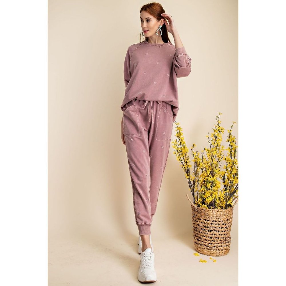 EASEL joggers easel pants Mauve mineral washed soft Jogger Sweatpants size med - Picture 3 of 5